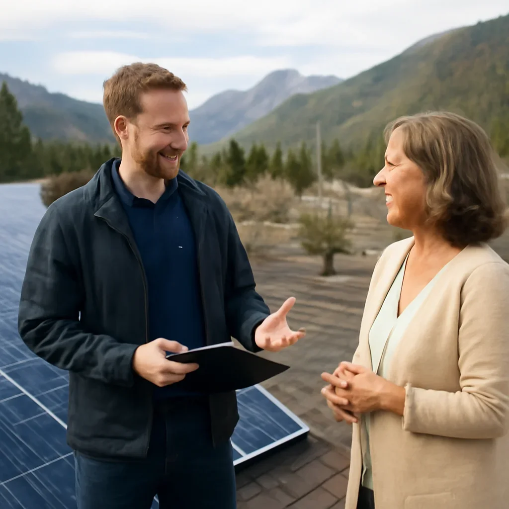 Property owner discussing solar options for Kimberley, BC