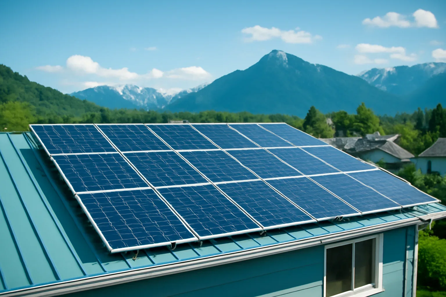 Rooftop solar panels on a property in Kitimat, BC