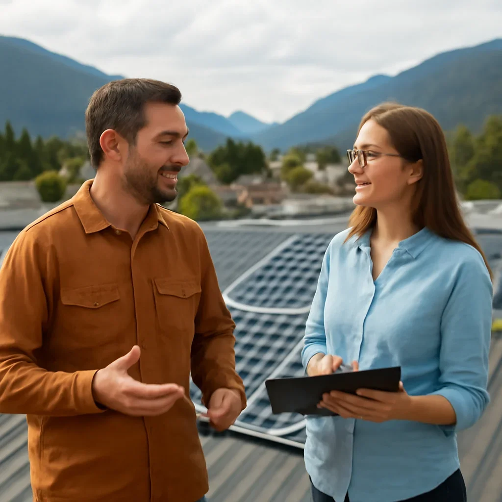 Property owner discussing solar options for Kootenays