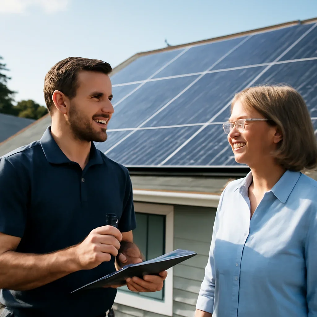 Property owner discussing solar options for Ladysmith, BC