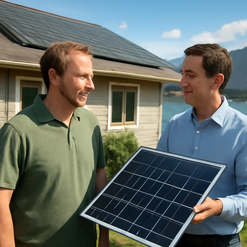 Property owner discussing solar options for Lake Cowichan, BC