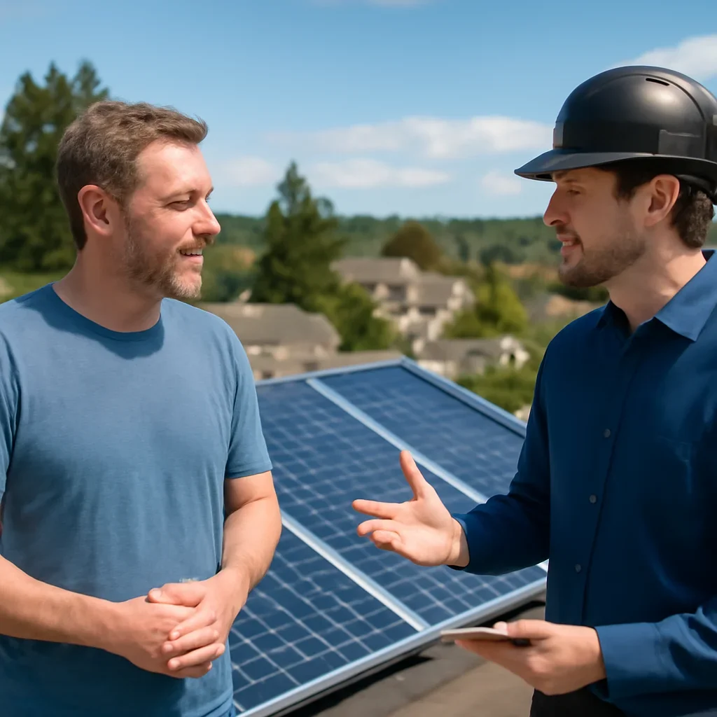 Property owner discussing solar options for Langford, BC