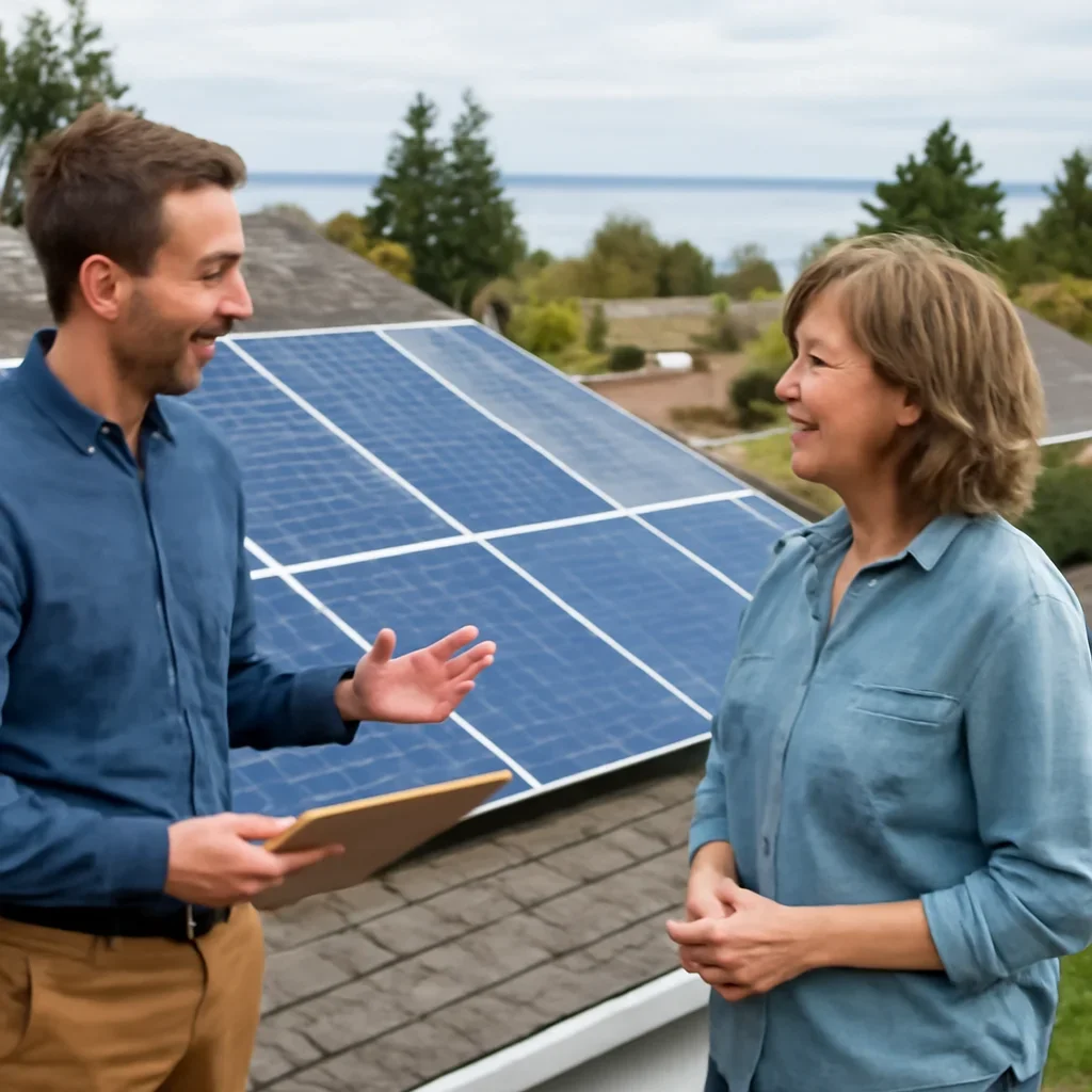 Property owner discussing solar options for Lantzville, BC