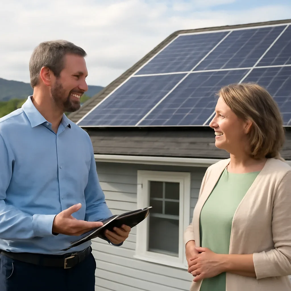 Property owner discussing solar options for Logan Lake, BC