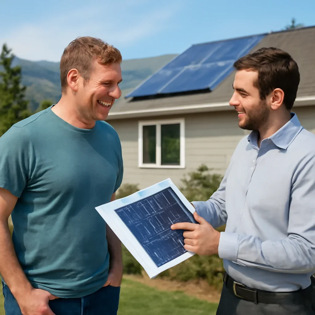 Property owner discussing solar options for Lumby, BC