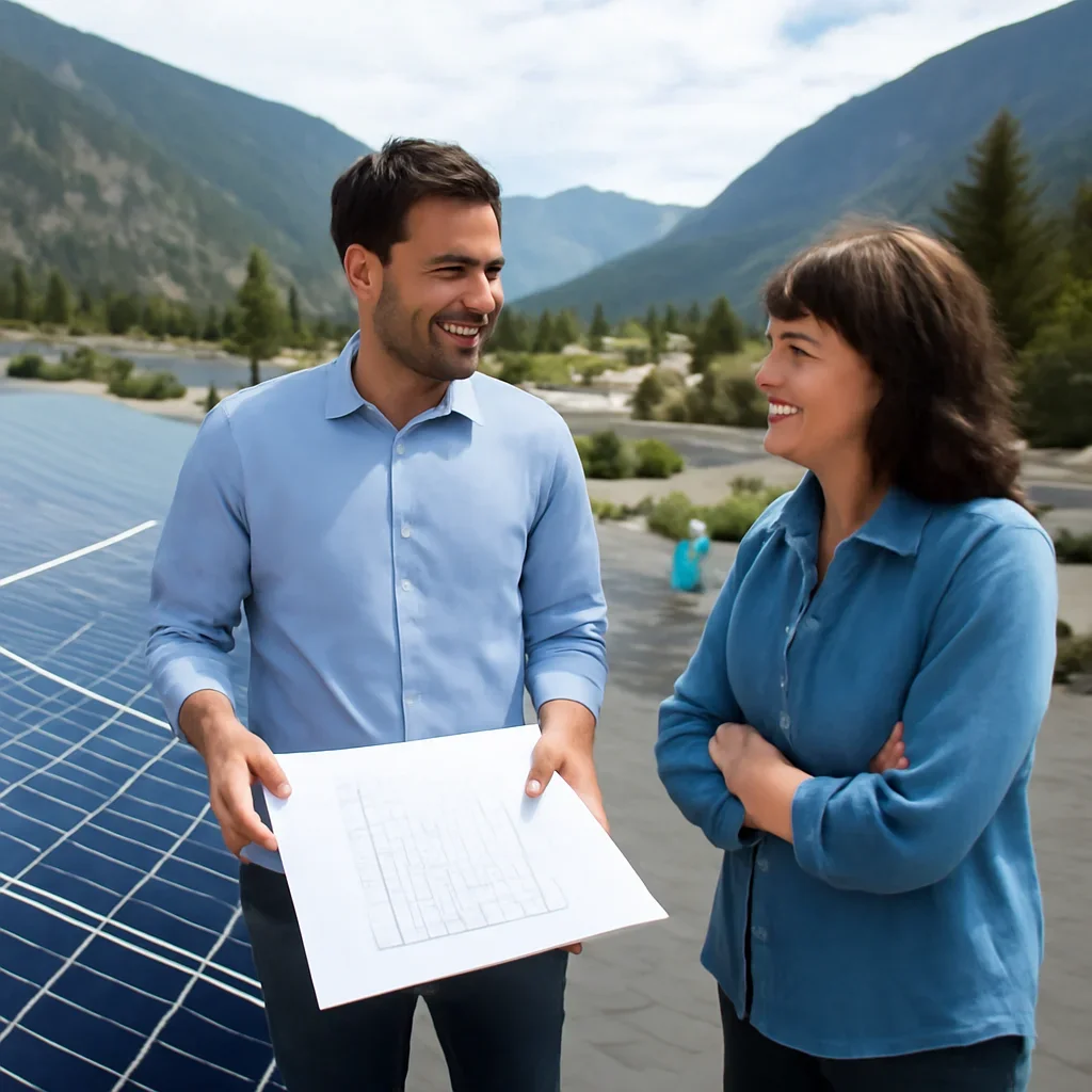Property owner discussing solar options for Lytton, BC