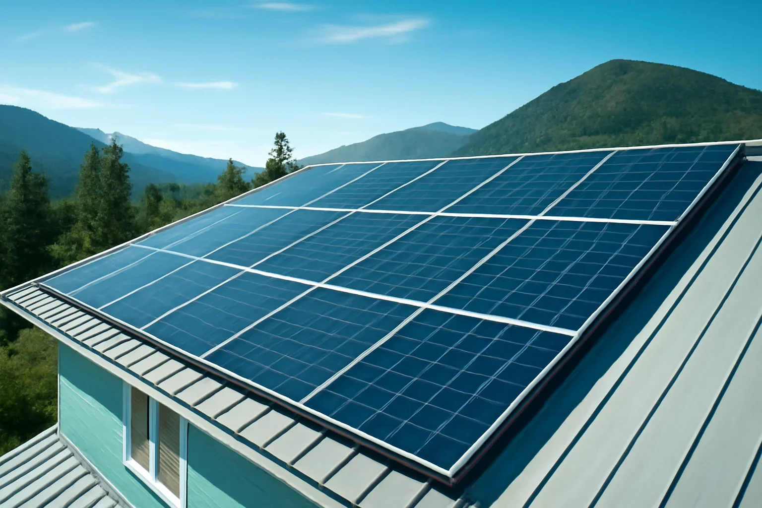 Rooftop solar panels on a property in Mackenzie, BC