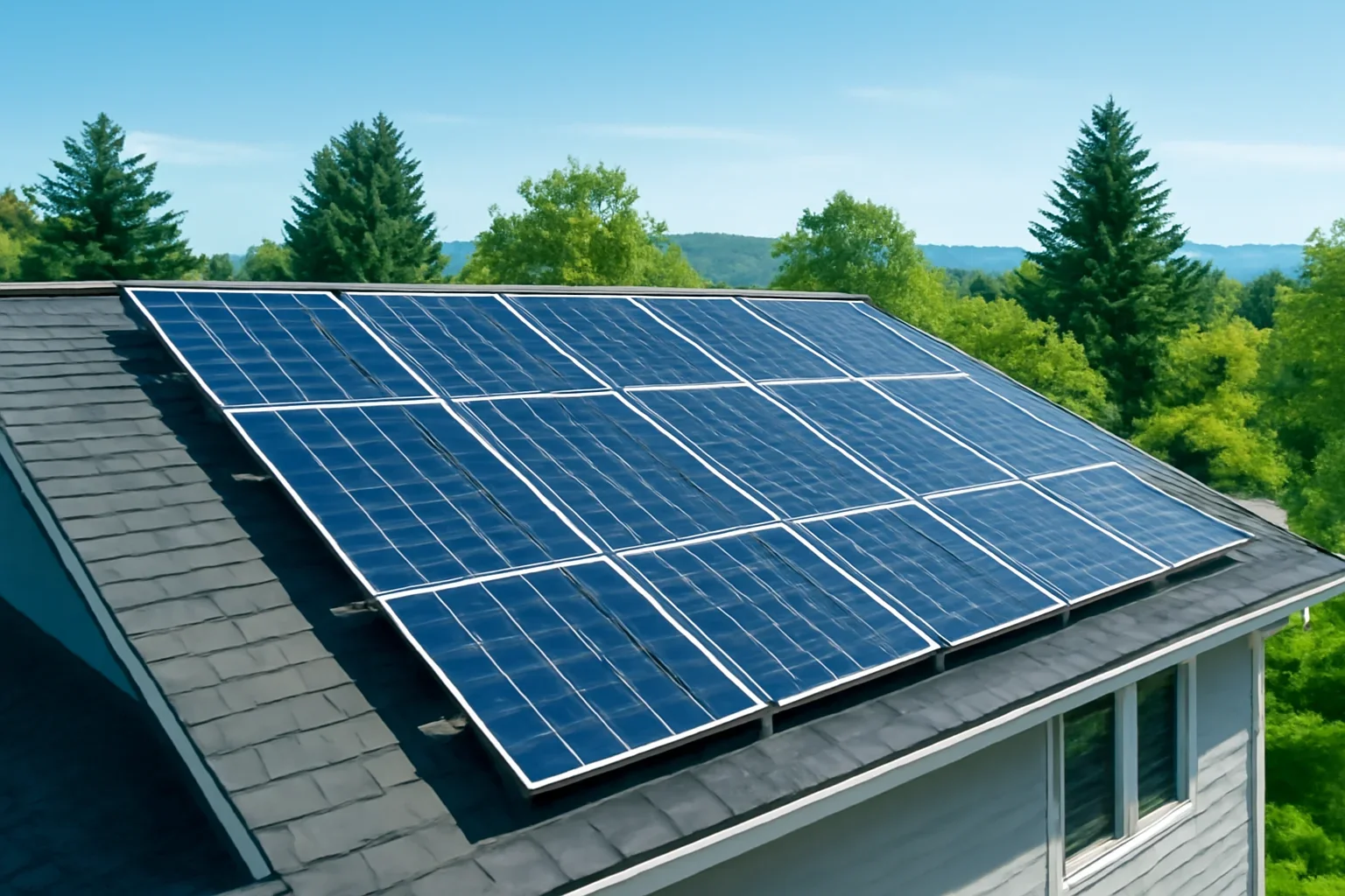 Rooftop solar panels on a property in Maple Ridge, BC
