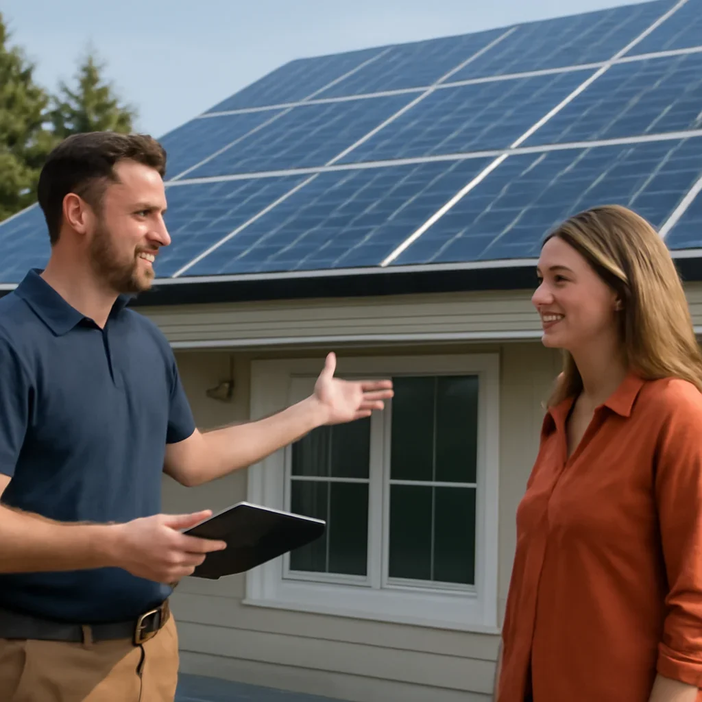 Property owner discussing solar options for Maple Ridge, BC