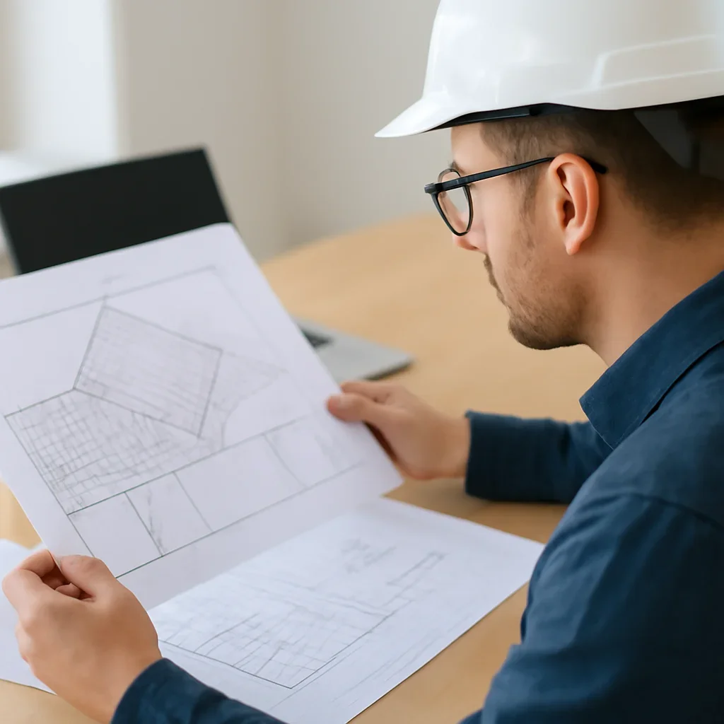 Solar consultant reviewing roof and electrical details for a Masset, BC project