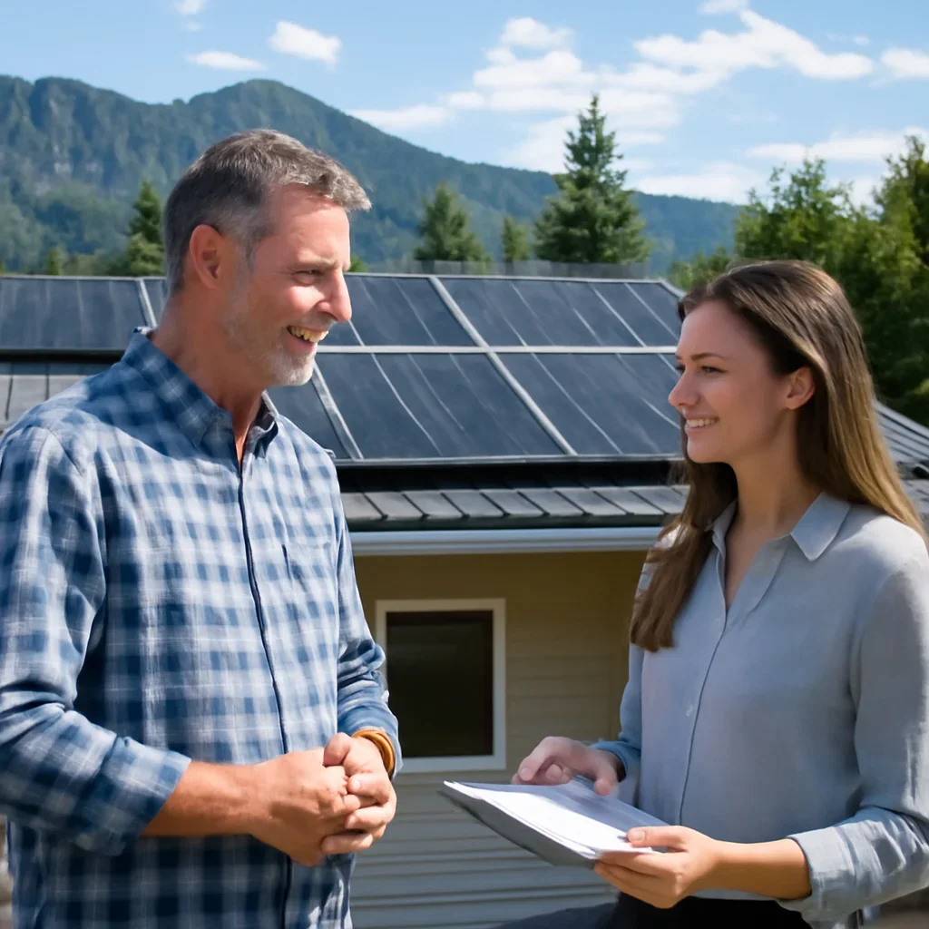 Property owner discussing solar options for McBride, BC