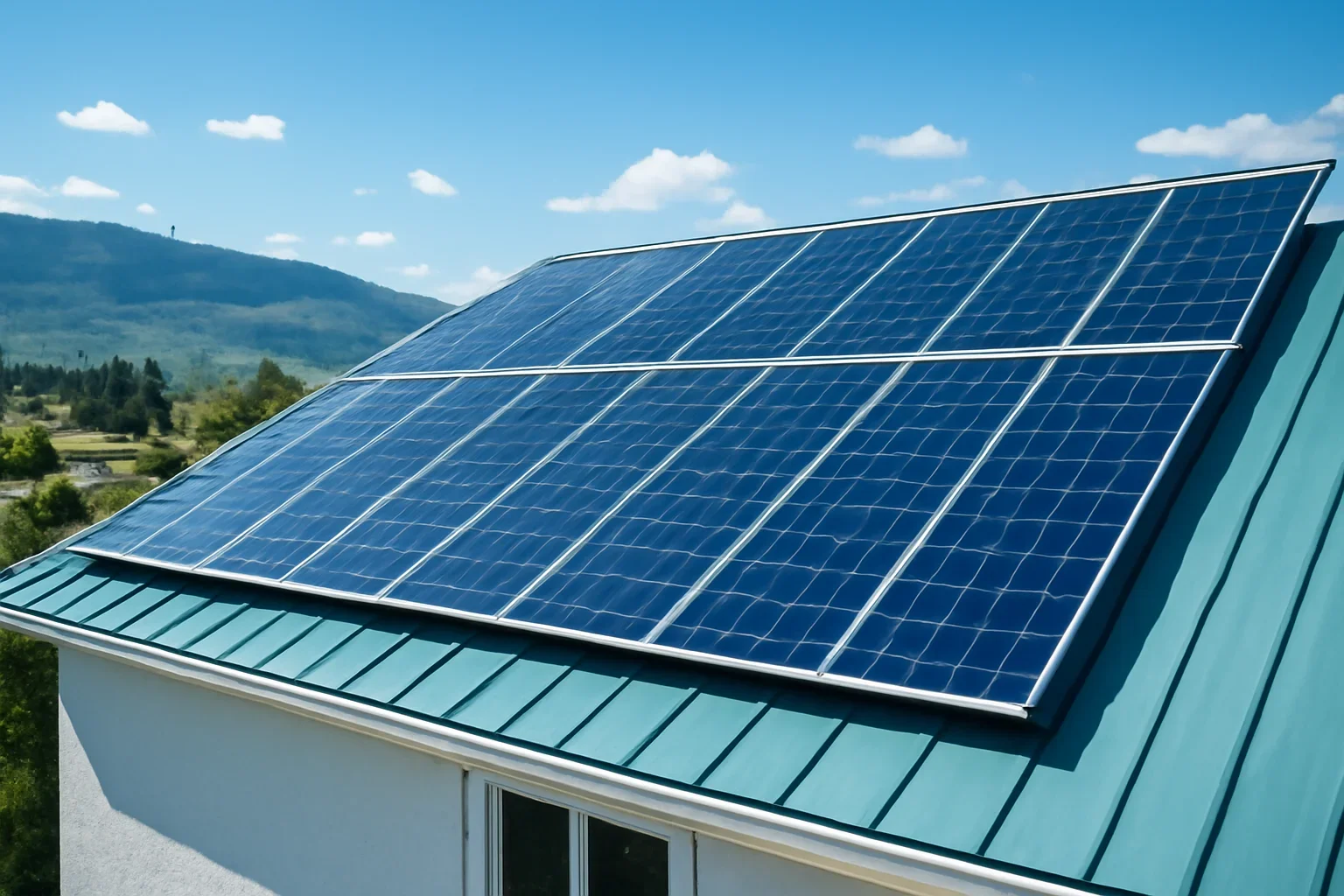 Rooftop solar panels on a property in Merritt, BC