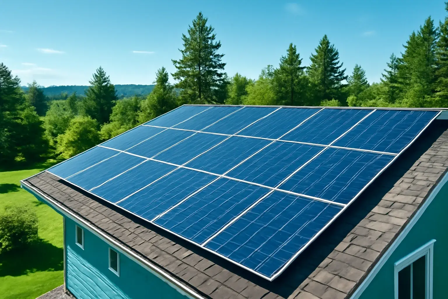 Rooftop solar panels on a property in Metchosin, BC