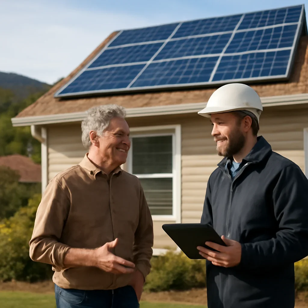 Property owner discussing solar options for Midway, BC