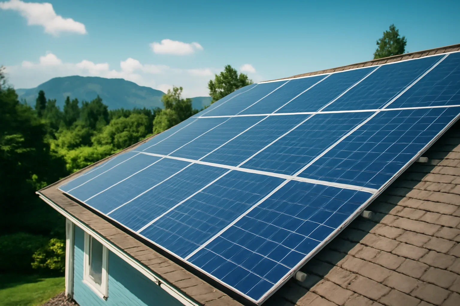 Rooftop solar panels on a property in Mission, BC