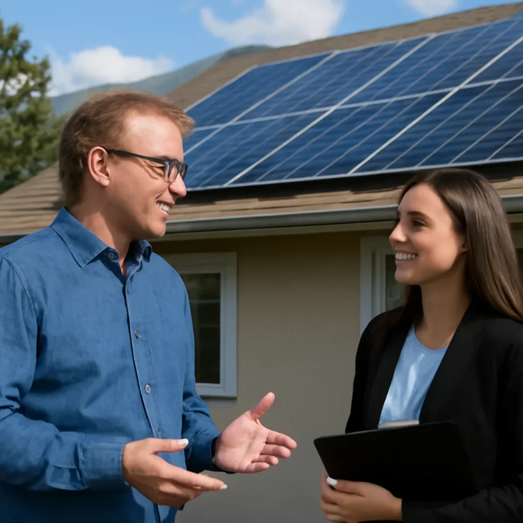 Property owner discussing solar options for Montrose, BC