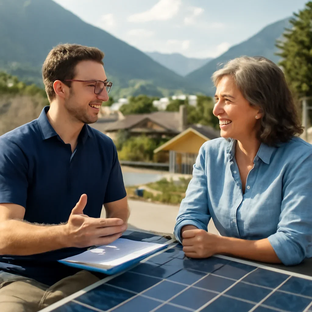 Property owner discussing solar options for Nakusp, BC