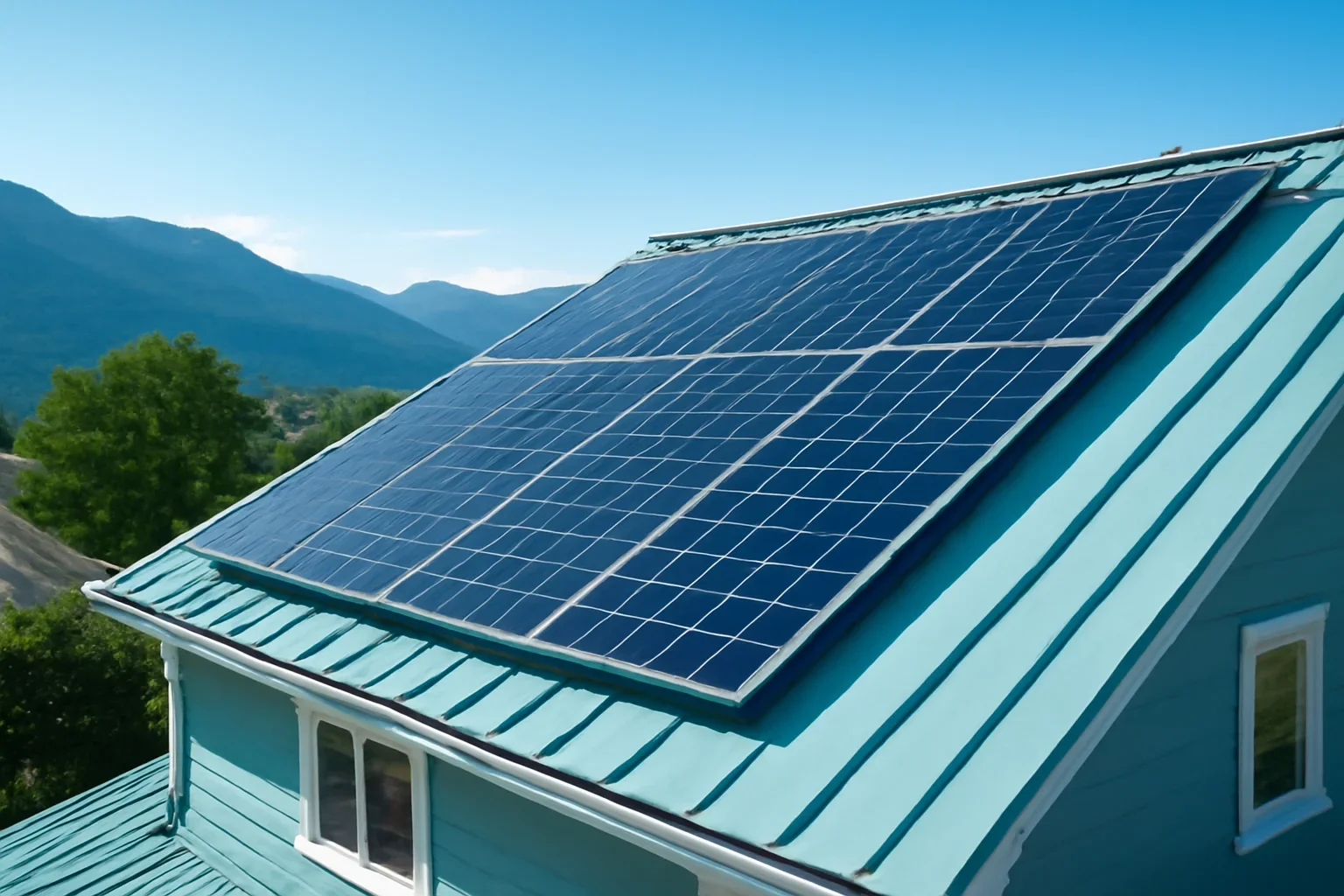 Rooftop solar panels on a property in Nelson, BC