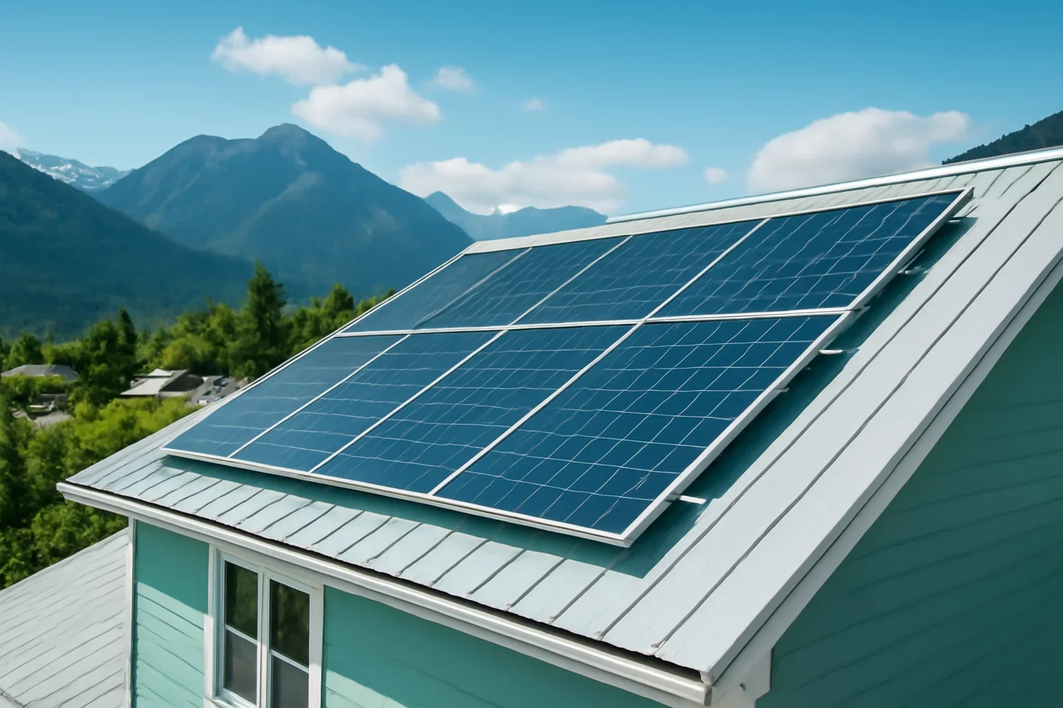 Rooftop solar panels on a property in New Hazelton, BC