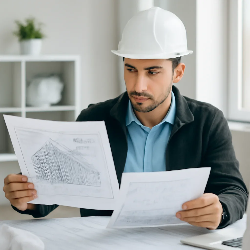 Solar consultant reviewing roof and electrical details for a New Hazelton, BC project