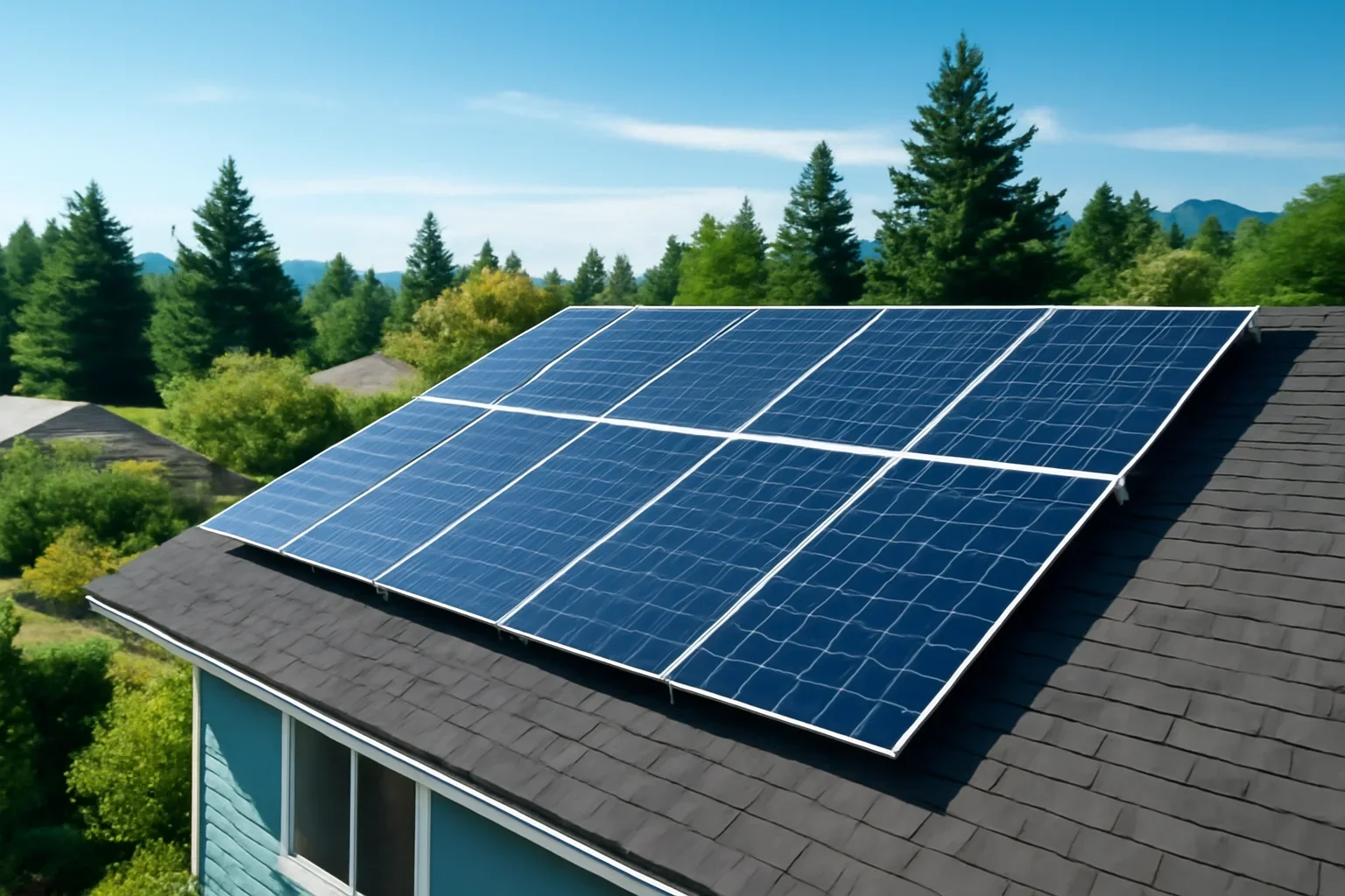 Rooftop solar panels on a property in North Cowichan, BC