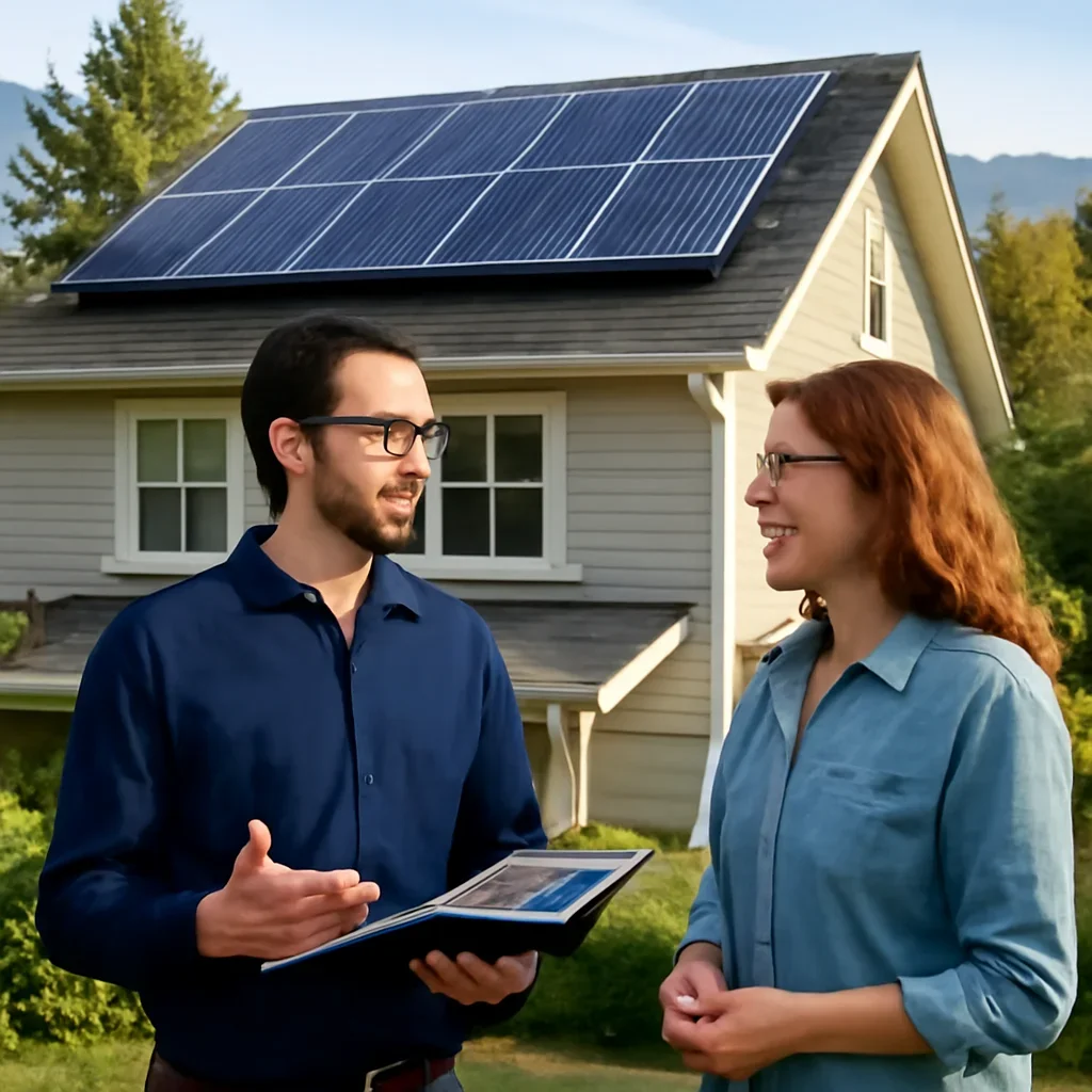 Property owner discussing solar options for North Vancouver, BC