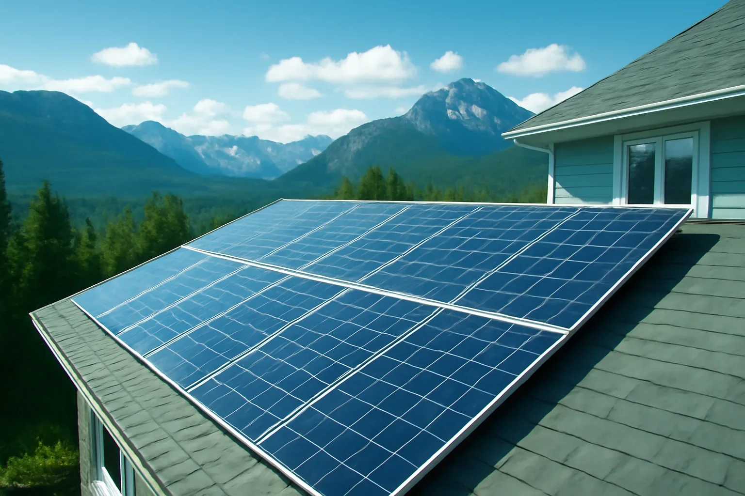Rooftop solar panels on a property in Northern Rockies, BC