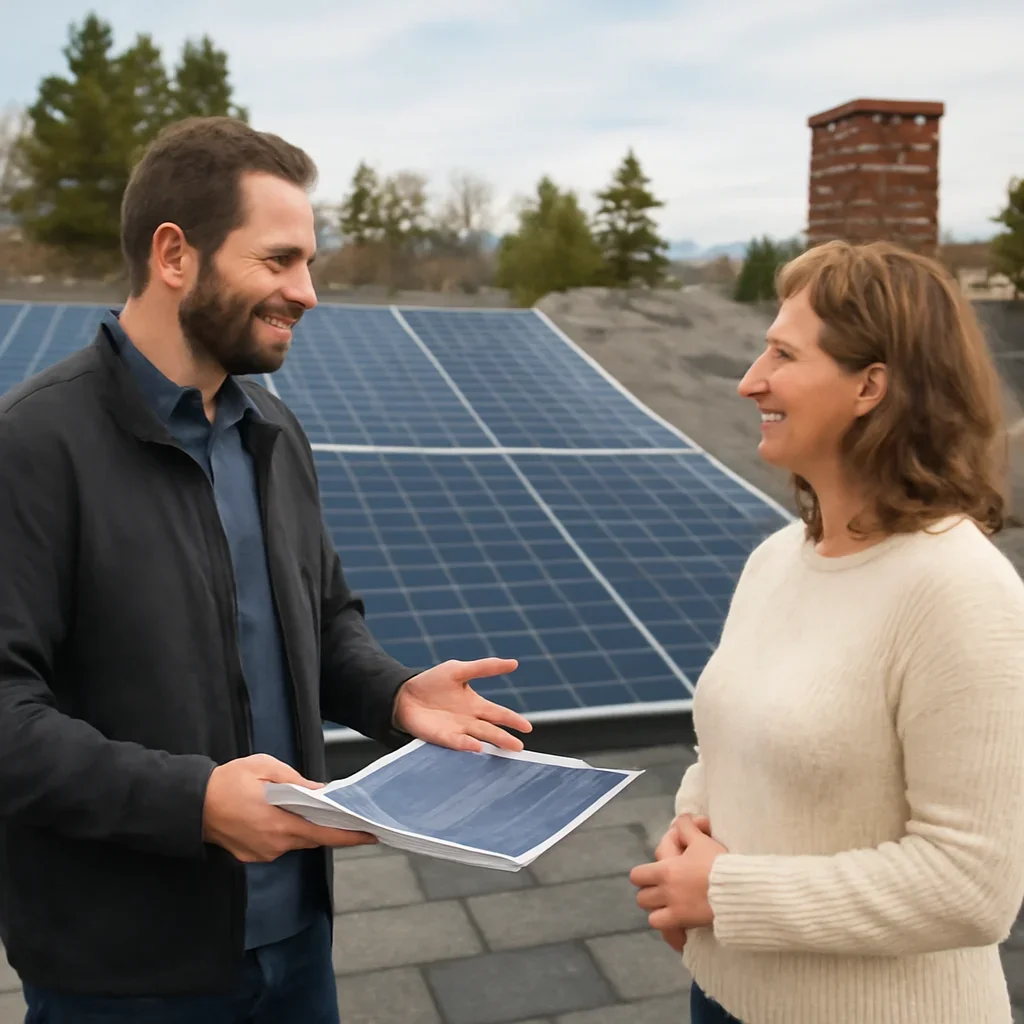 Property owner discussing solar options for Oak Bay, BC