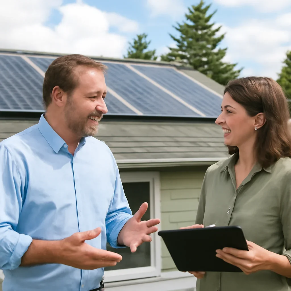 Property owner discussing solar options for Parksville, BC