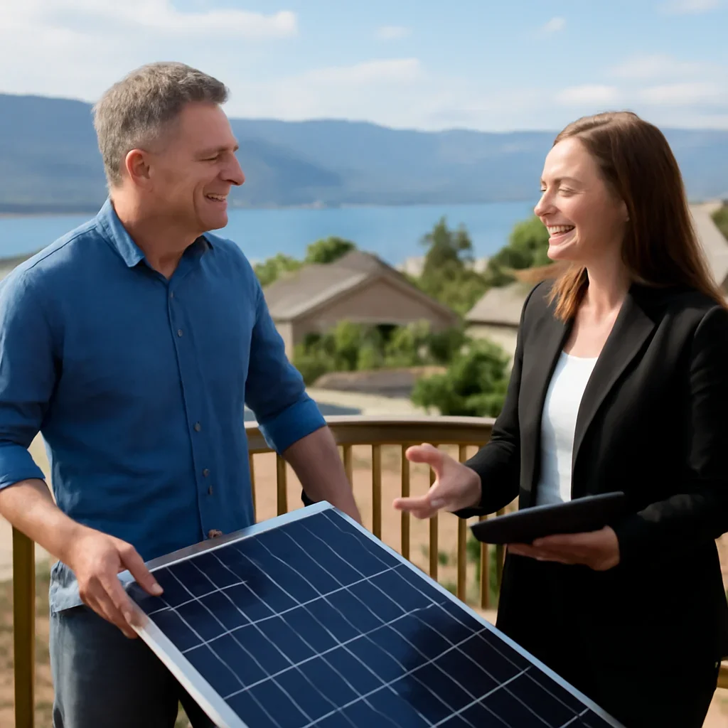 Property owner discussing solar options for Peachland, BC