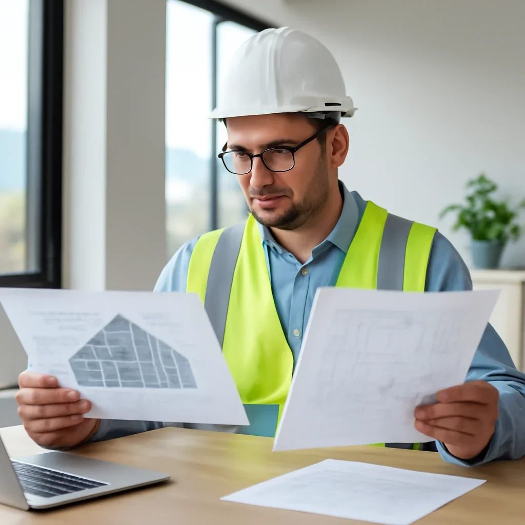 Solar consultant reviewing roof and electrical details for a Peachland, BC project
