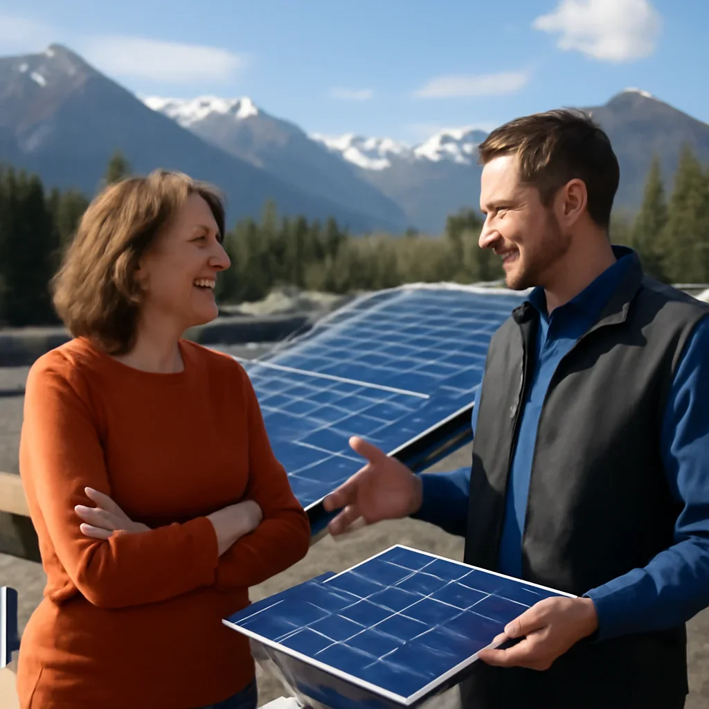 Property owner discussing solar options for Pemberton, BC