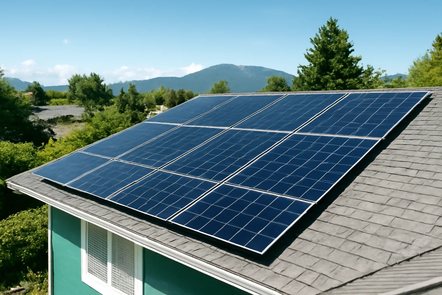 Rooftop solar panels on a property in Pitt Meadows, BC