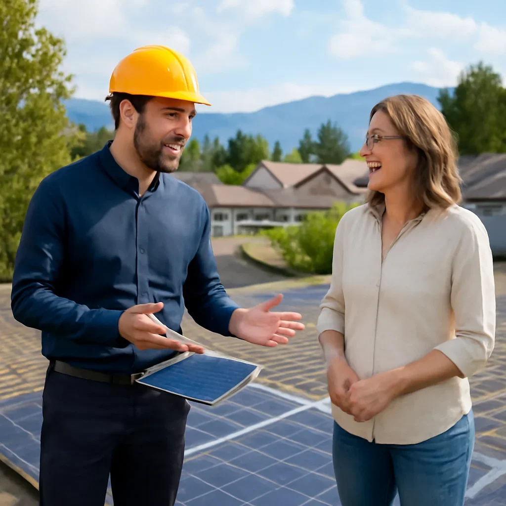 Property owner discussing solar options for Pitt Meadows, BC