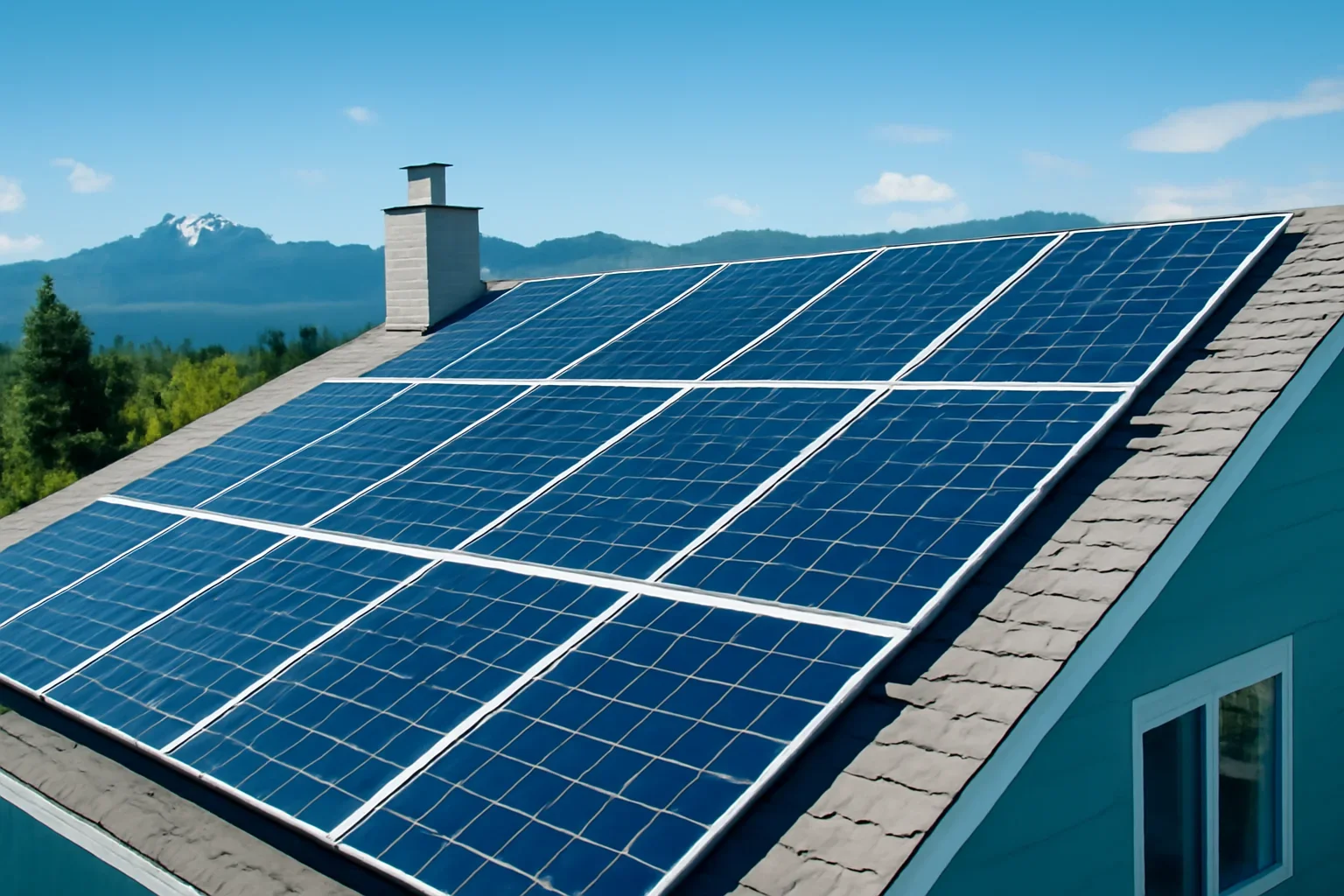 Rooftop solar panels on a property in Port Alberni, BC