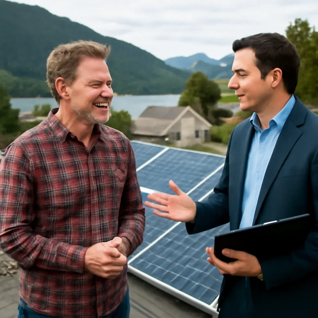 Property owner discussing solar options for Port Alice, BC