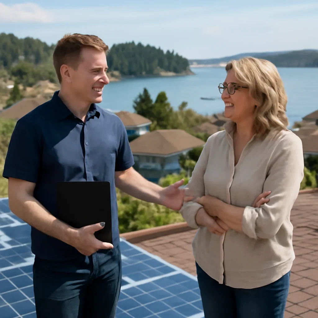 Property owner discussing solar options for Port Edward, BC