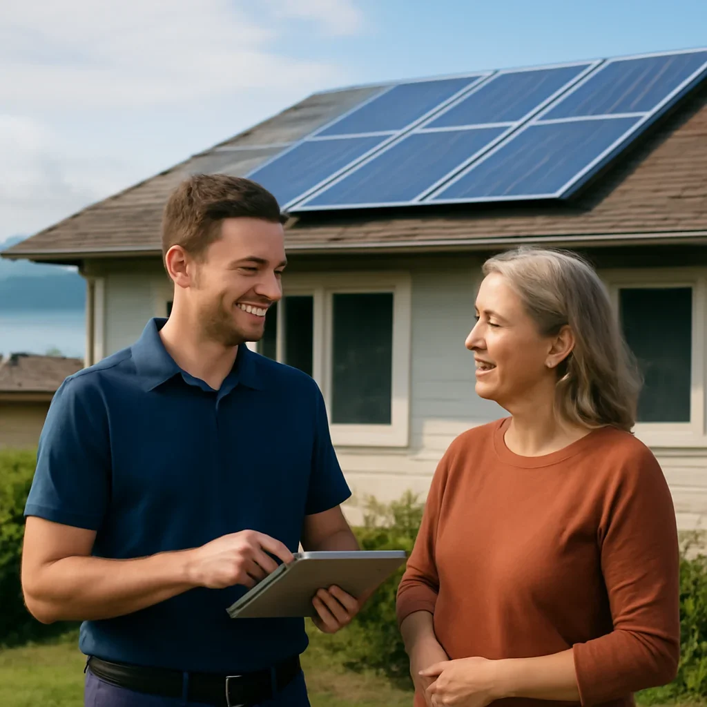 Property owner discussing solar options for Port Hardy, BC