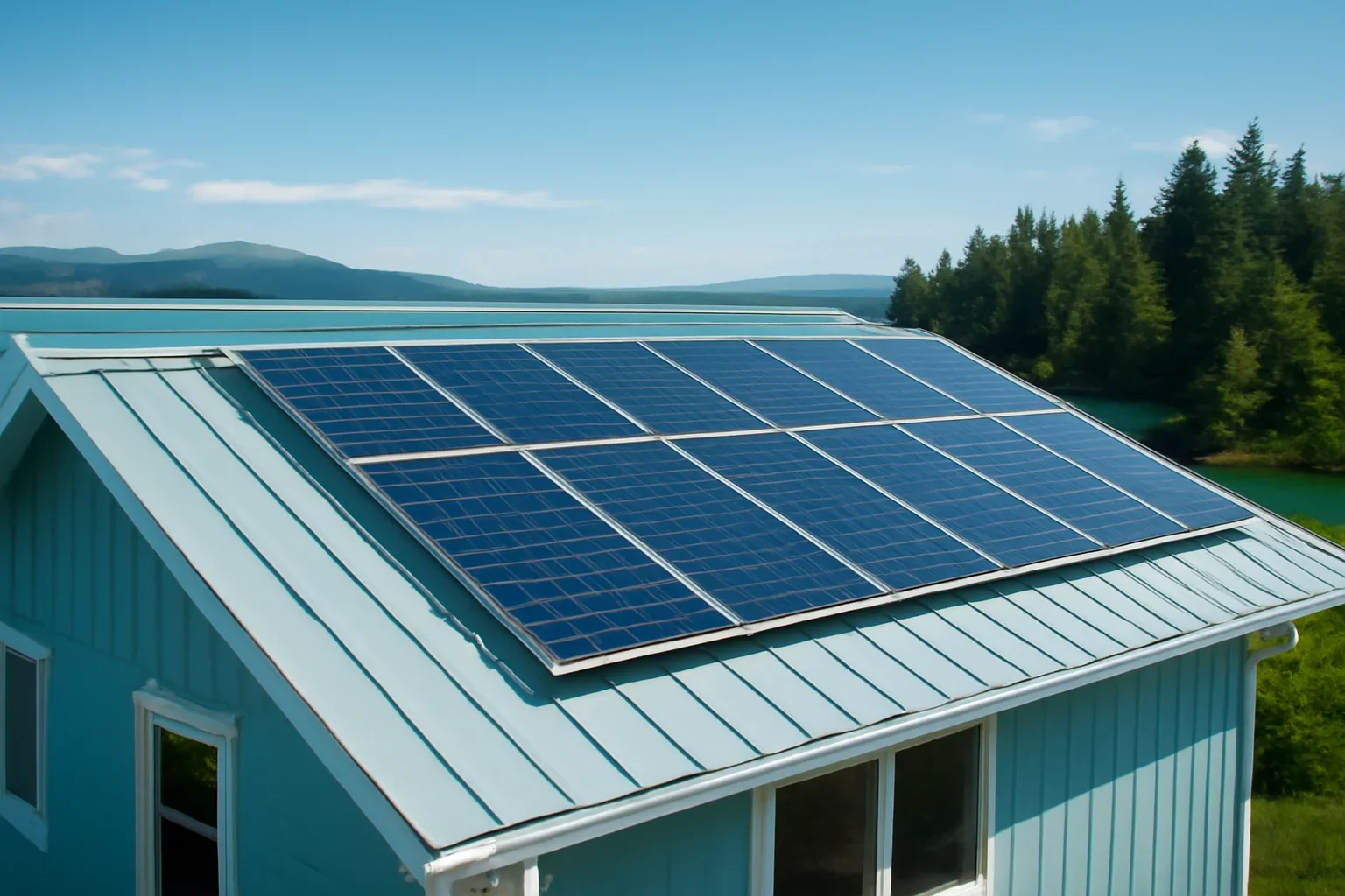 Rooftop solar panels on a property in Port McNeill, BC
