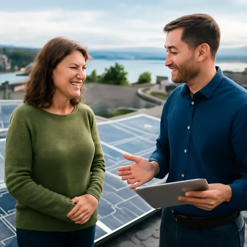 Property owner discussing solar options for Port McNeill, BC