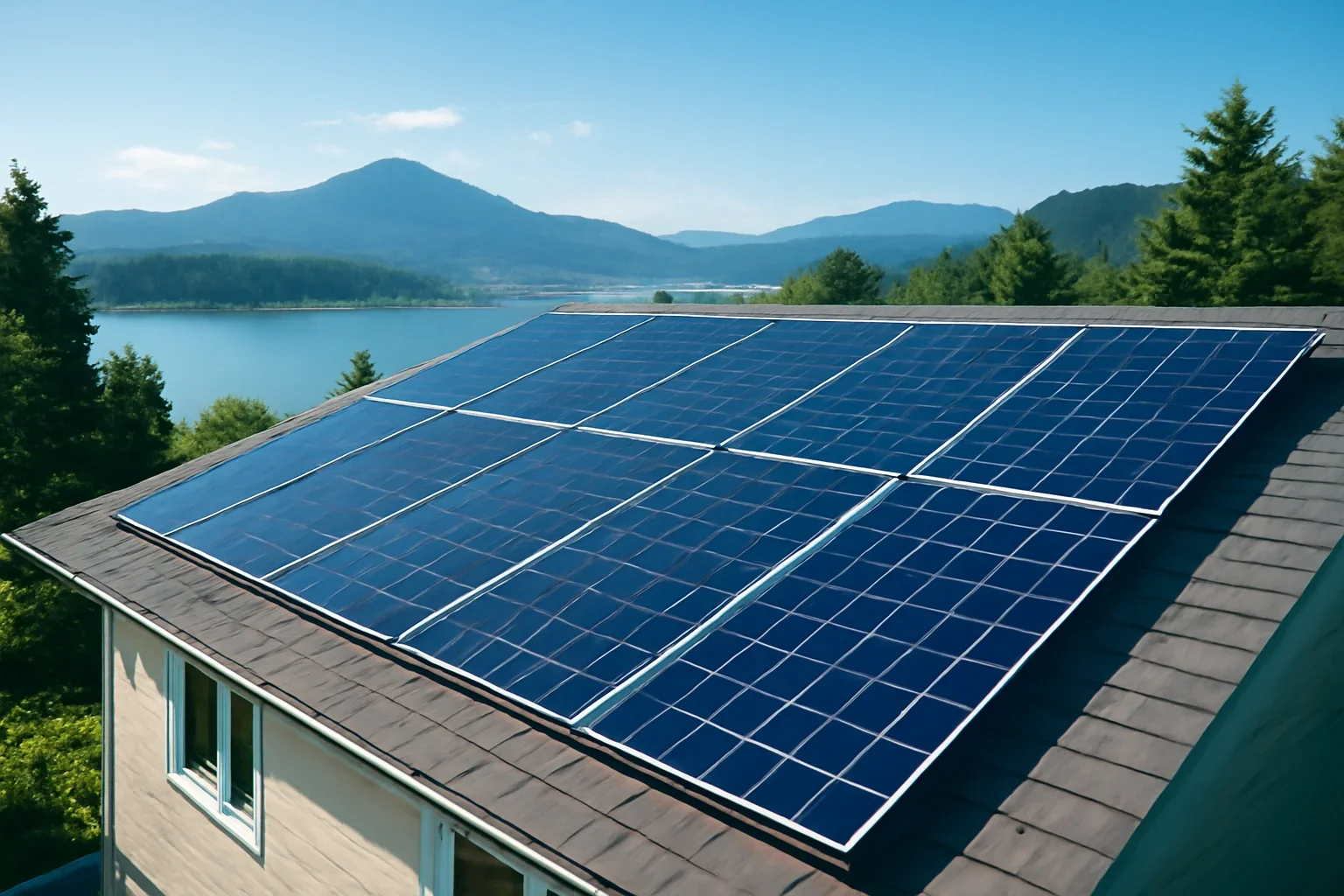 Rooftop solar panels on a property in Port Moody, BC