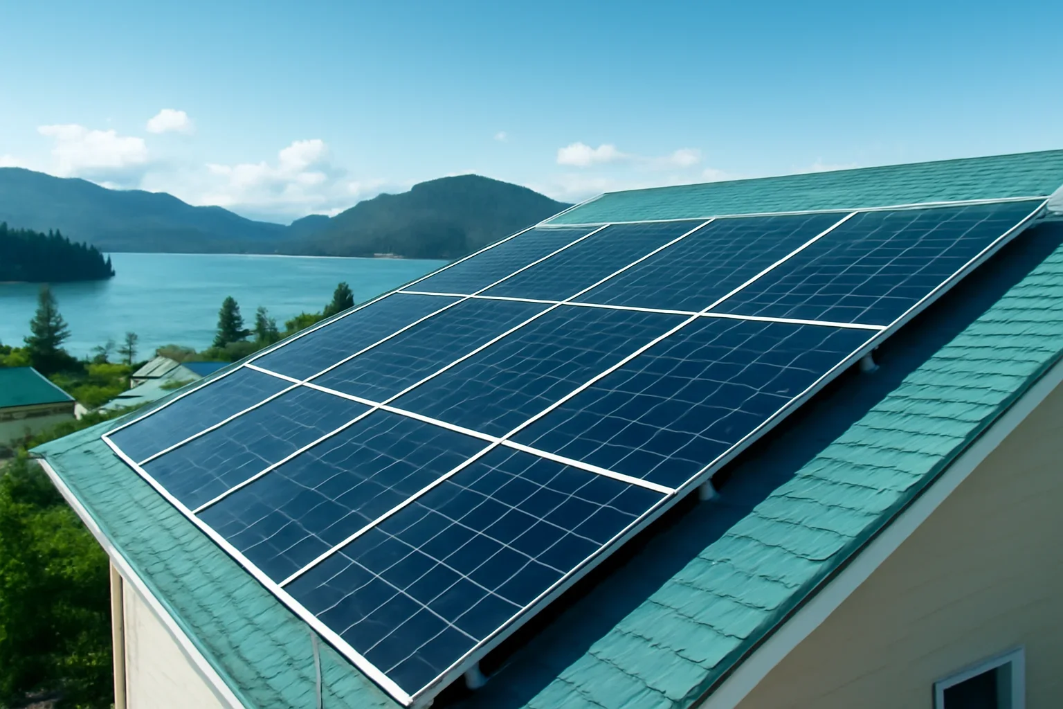 Rooftop solar panels on a property in Prince Rupert, BC