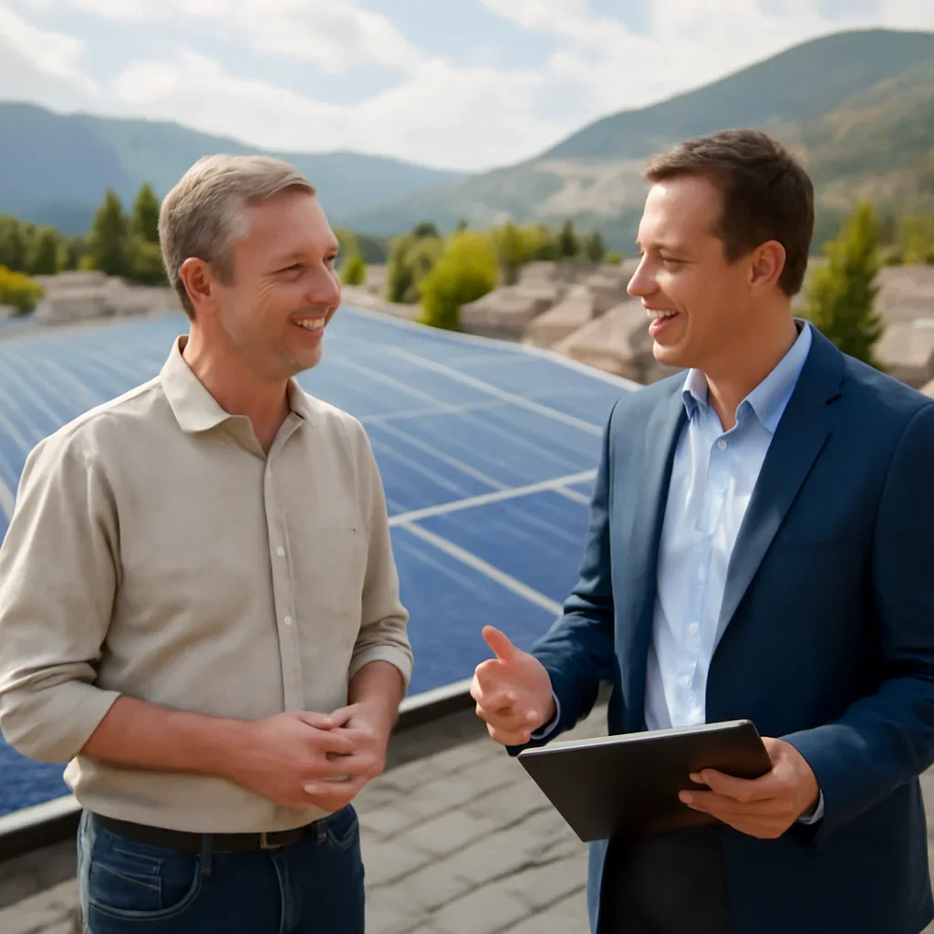 Property owner discussing solar options for Princeton, BC