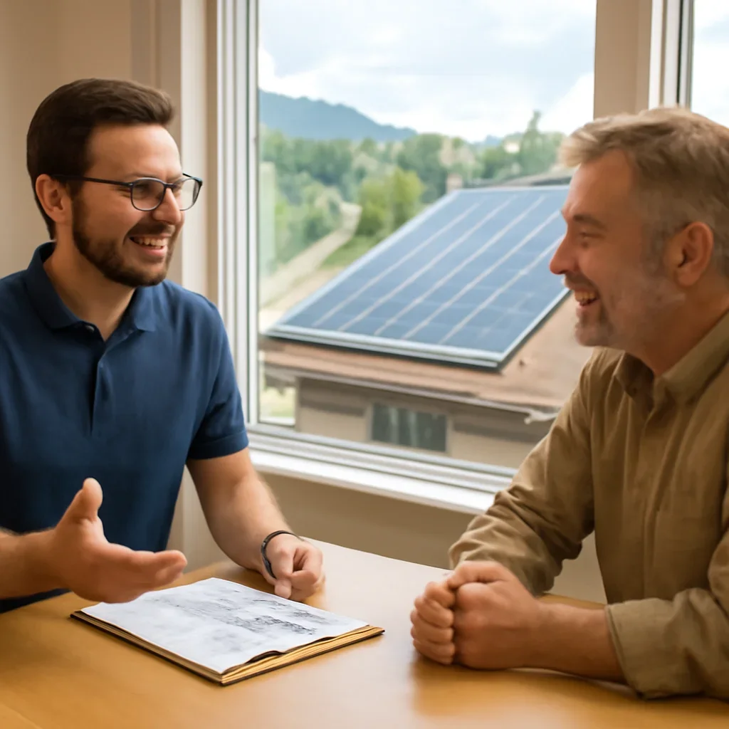 Property owner discussing solar options for Quesnel, BC