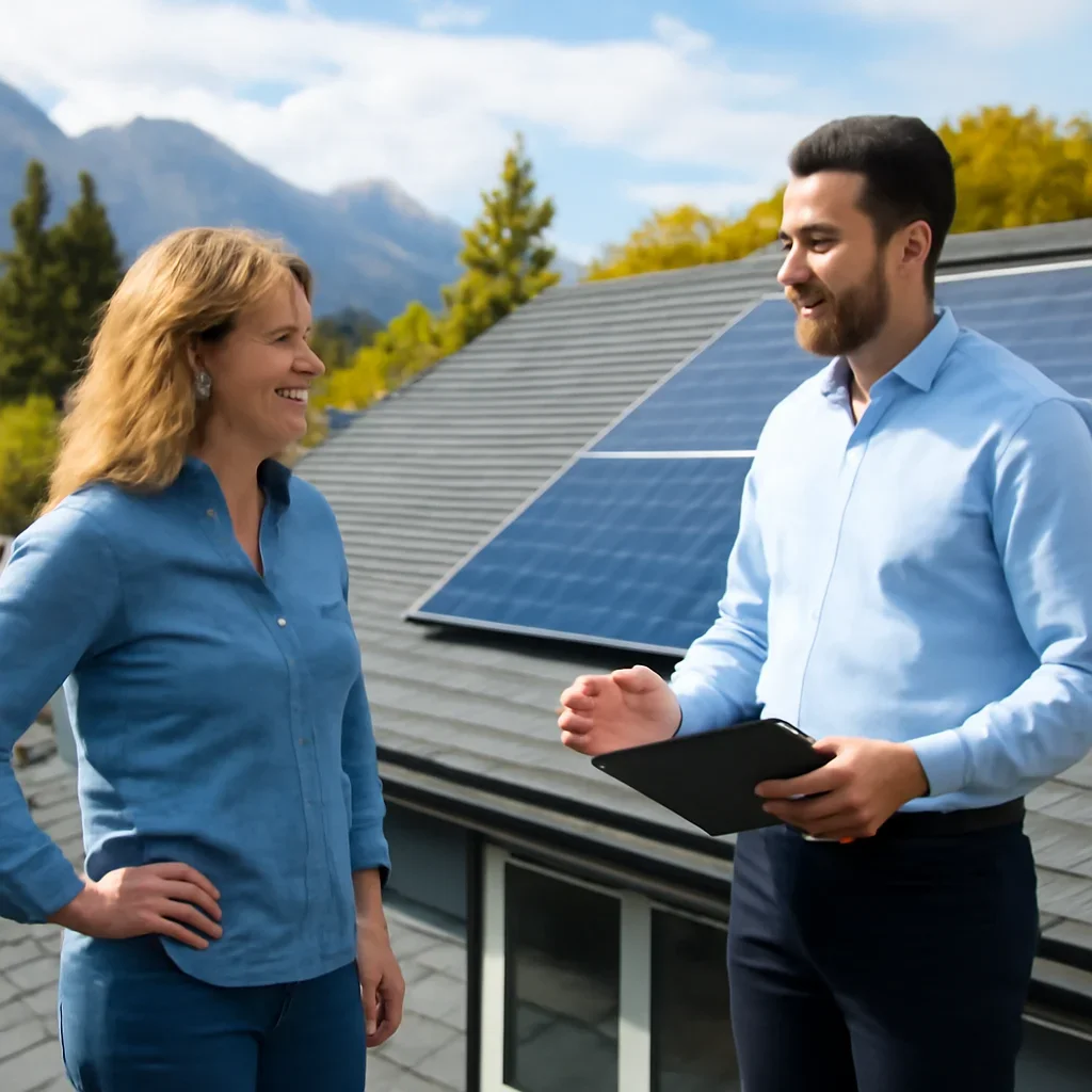 Property owner discussing solar options for Radium Hot Springs, BC