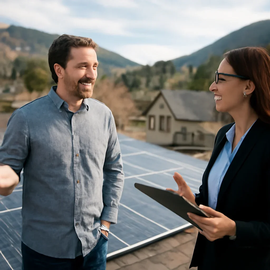 Property owner discussing solar options for Rossland, BC