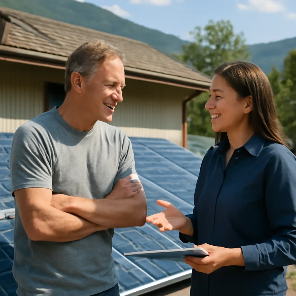 Property owner discussing solar options for Salmo, BC