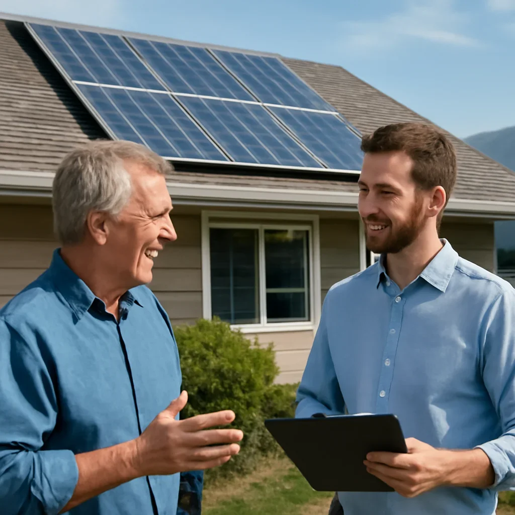 Property owner discussing solar options for Salmon Arm, BC