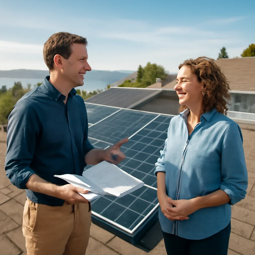 Property owner discussing solar options for Sidney, BC