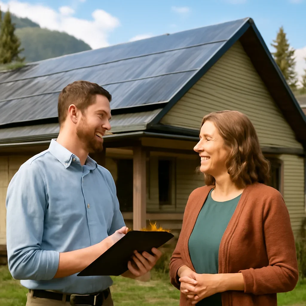 Property owner discussing solar options for Silverton, BC